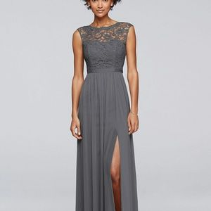 David's Bridal Bridesmaid Dress in Pewter